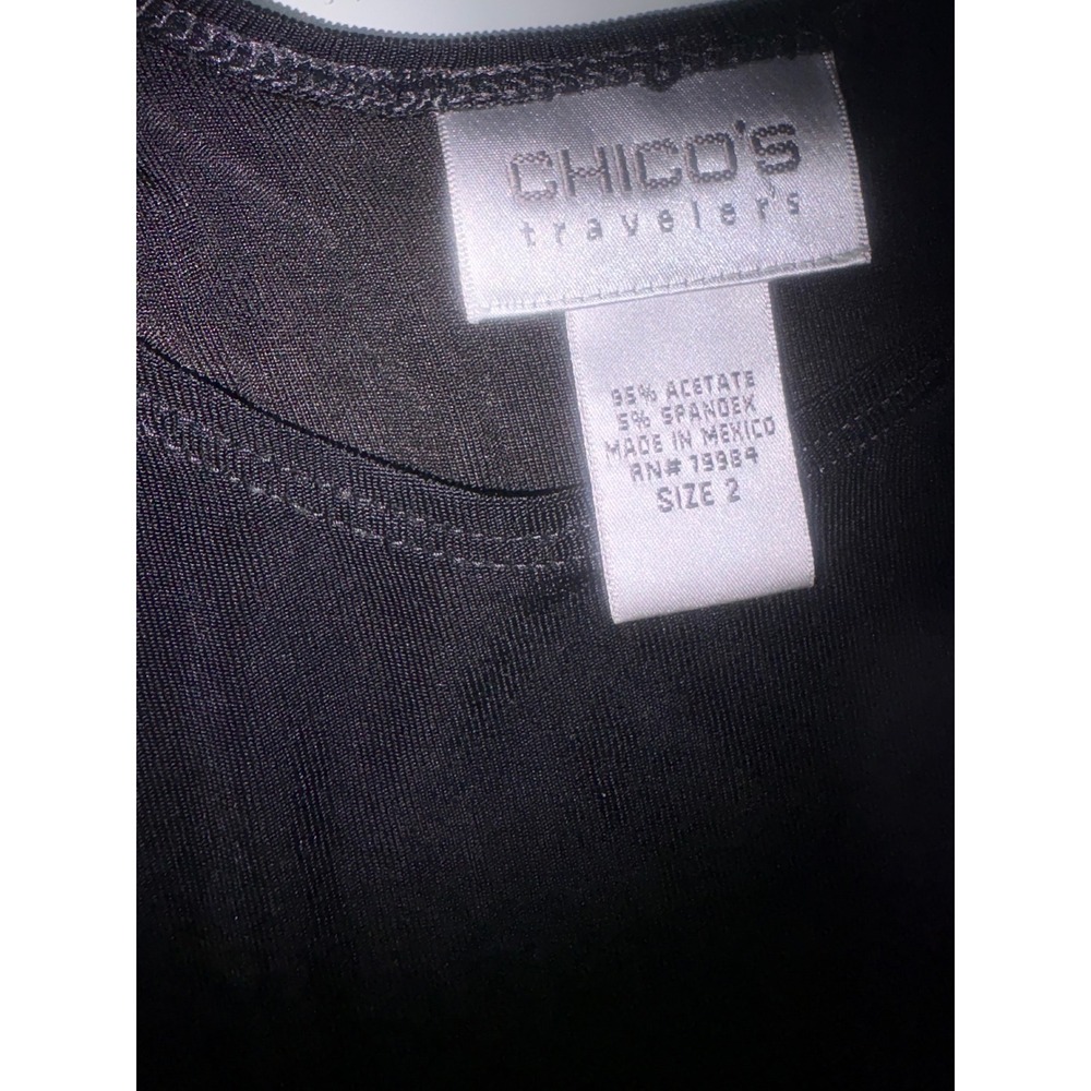 Chico's Travelers Black Stretch Knit Tank Top Size 2 Large Career Basic - Picture 3 of 5